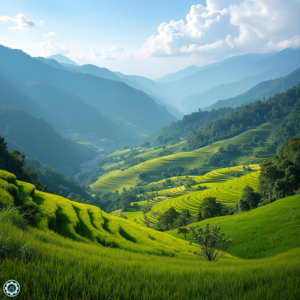 Tarasy ryżowe w Sapa z widokiem na góry, idealne miejsce na trekking