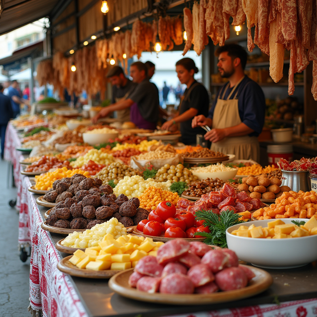 Tradycyjne chorwackie dania na targu Dolac w Zagrzebiu