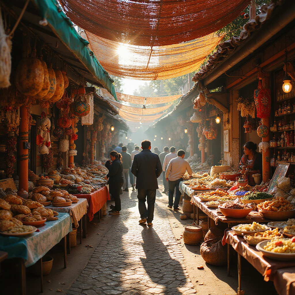 Targ Mercado 28 w Cancún z kolorowymi straganami i lokalnym jedzeniem