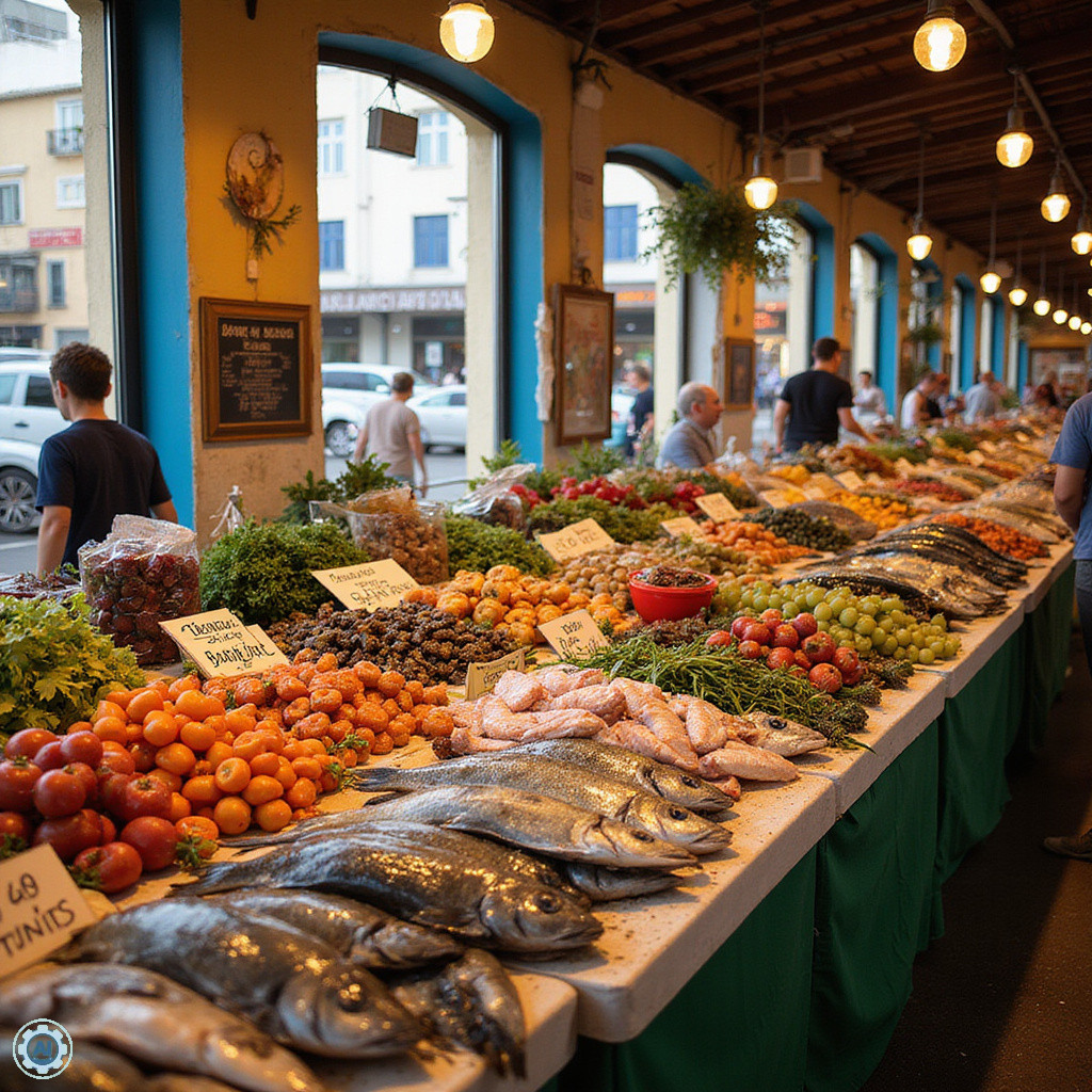 Targ Mercado Municipal w Faro z lokalnymi produktami i świeżymi rybami