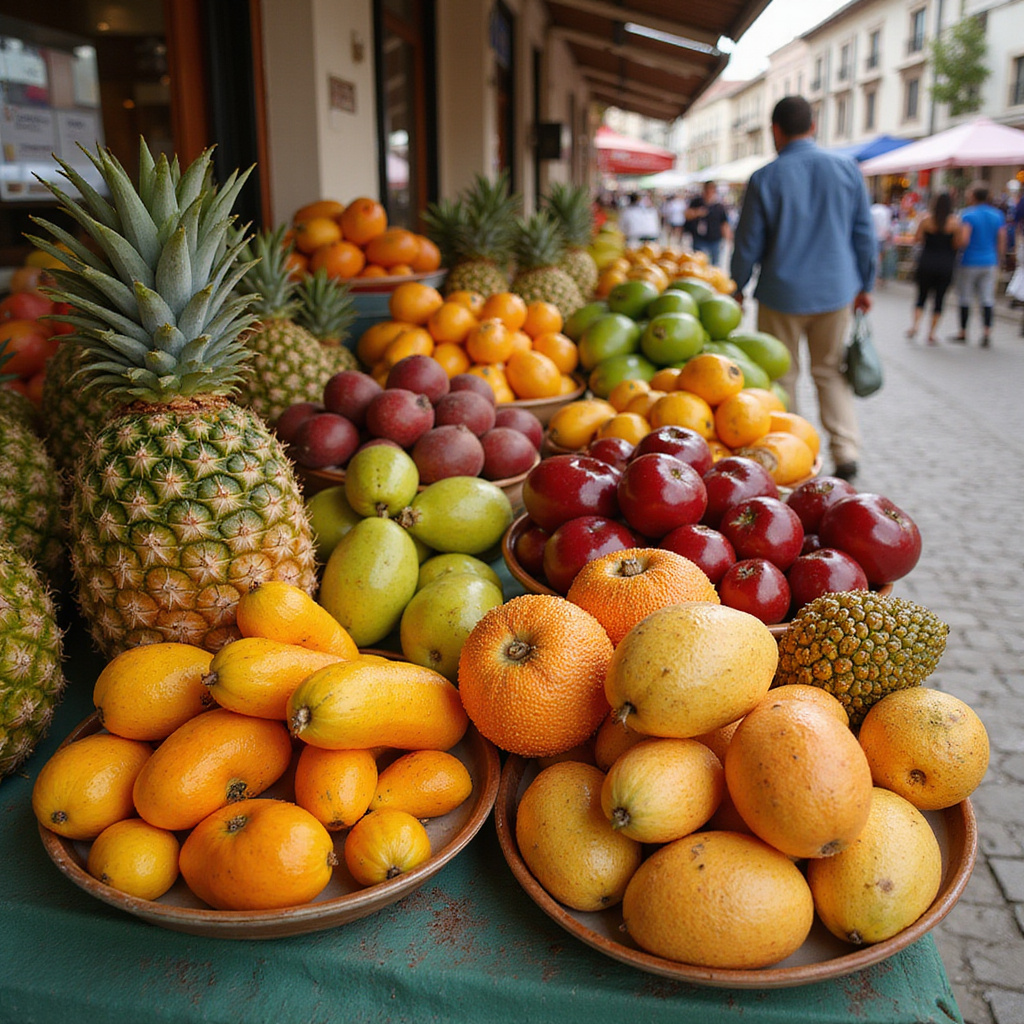 Świeże owoce tropikalne na targu w Funchal, idealne do wegetariańskich dań