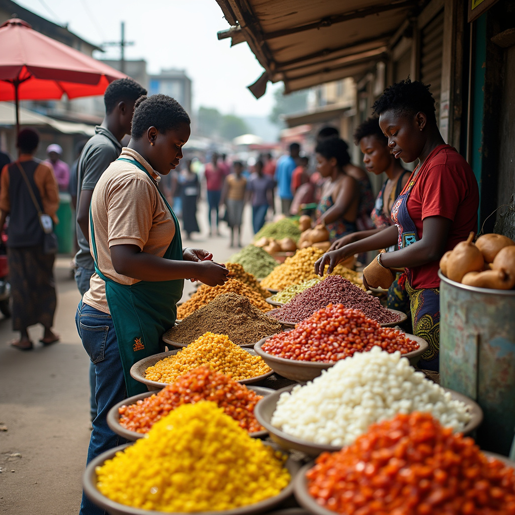 Ulica w Nairobi z lokalnym targiem spożywczym, gdzie kupisz składniki na ugali