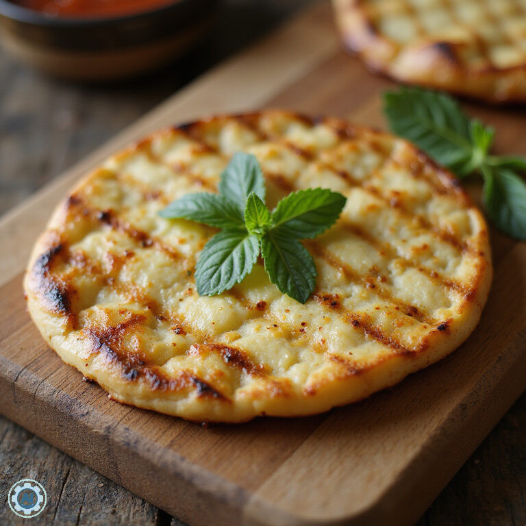 Tradycyjne halloumi na drewnianej desce z dodatkiem świeżej mięty