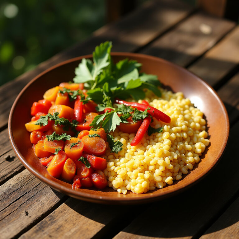 Tradycyjne ugali z mąki kukurydzianej podawane z warzywami w kenijskiej kuchni