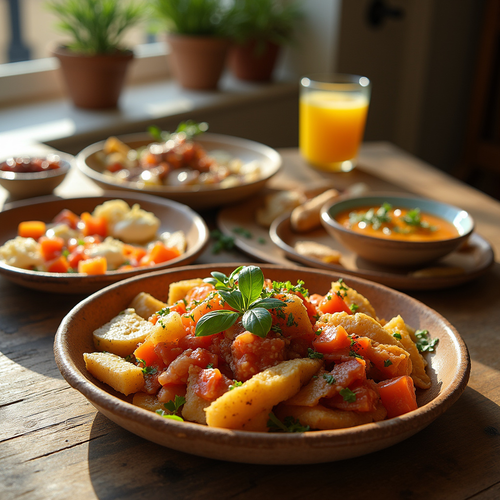 Tradycyjne maltańskie dania uliczne na drewnianym stole