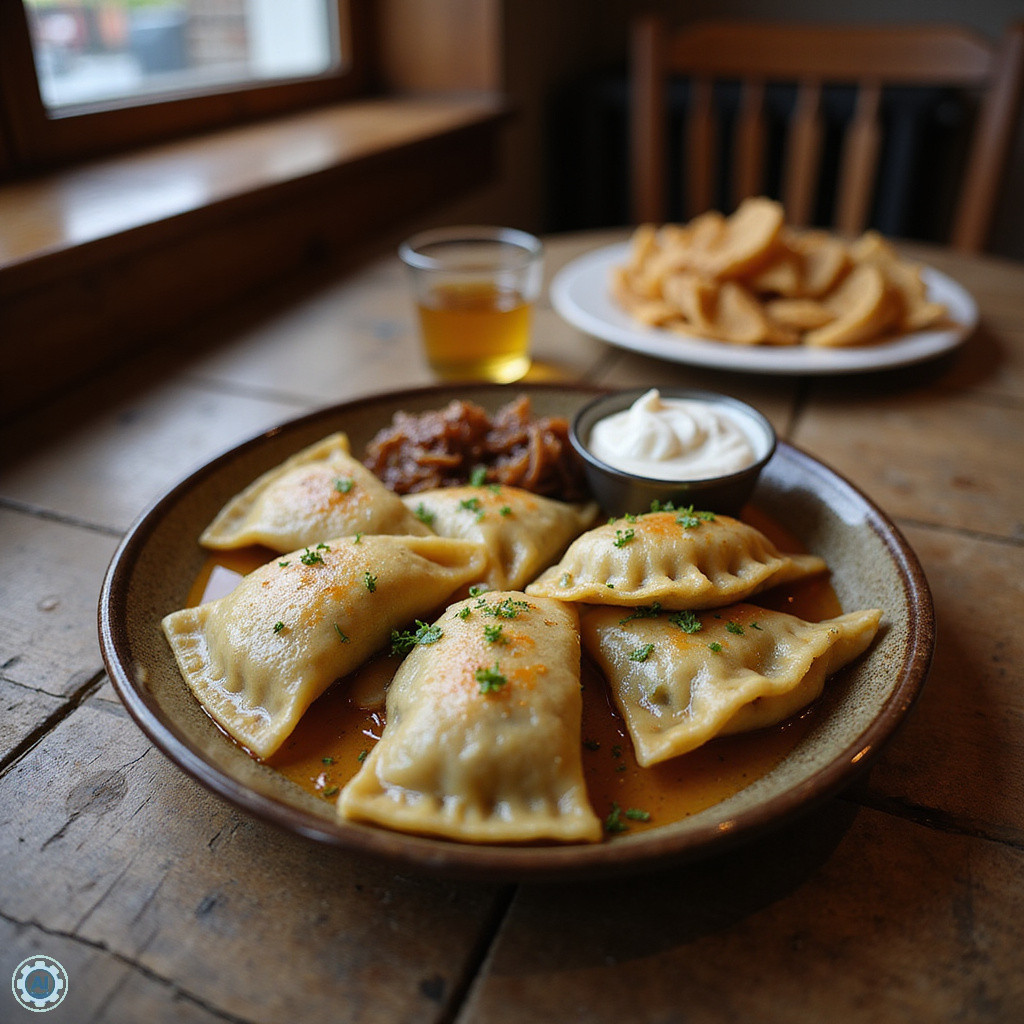Tradycyjne pierogi ruskie w krakowskiej restauracji, smaki polskiej kuchni