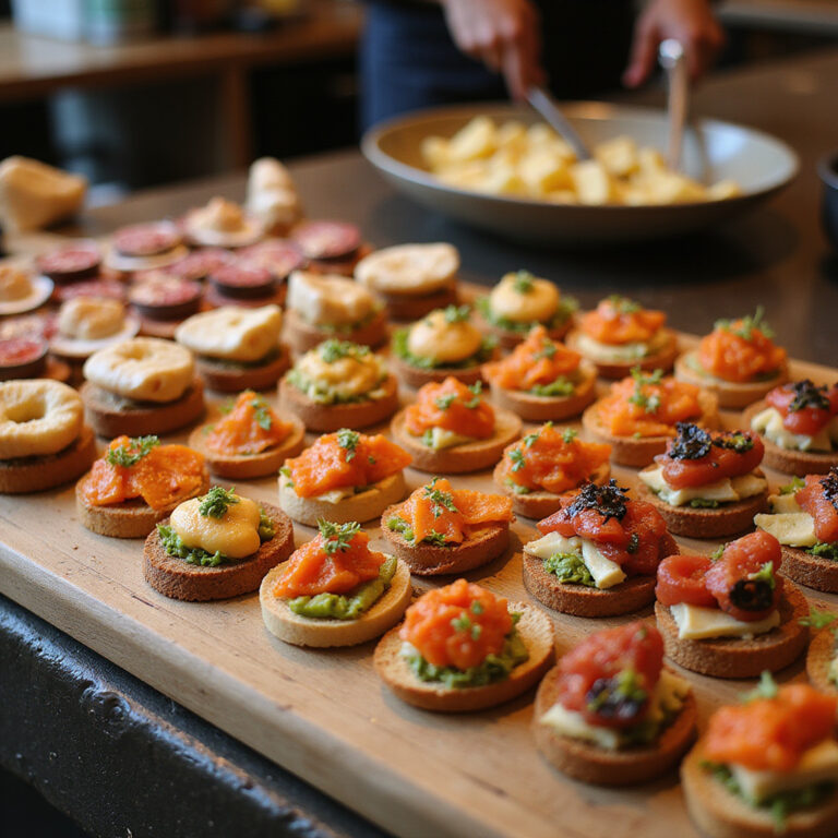Tradycyjne pintxos na ladzie w barze w San Sebastián, kultura społeczna i lokalne smaki