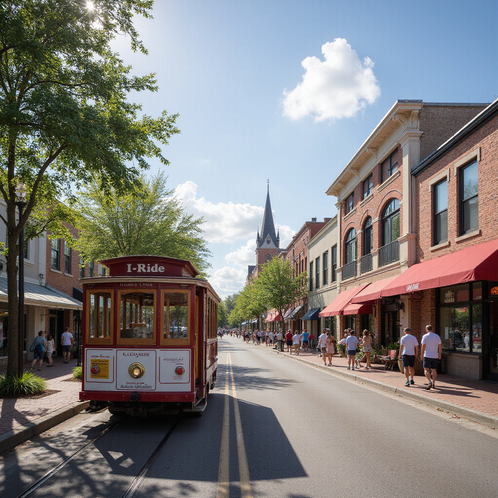 Międzynarodowa ulica w Orlando z trolejbusem I-Ride Trolley