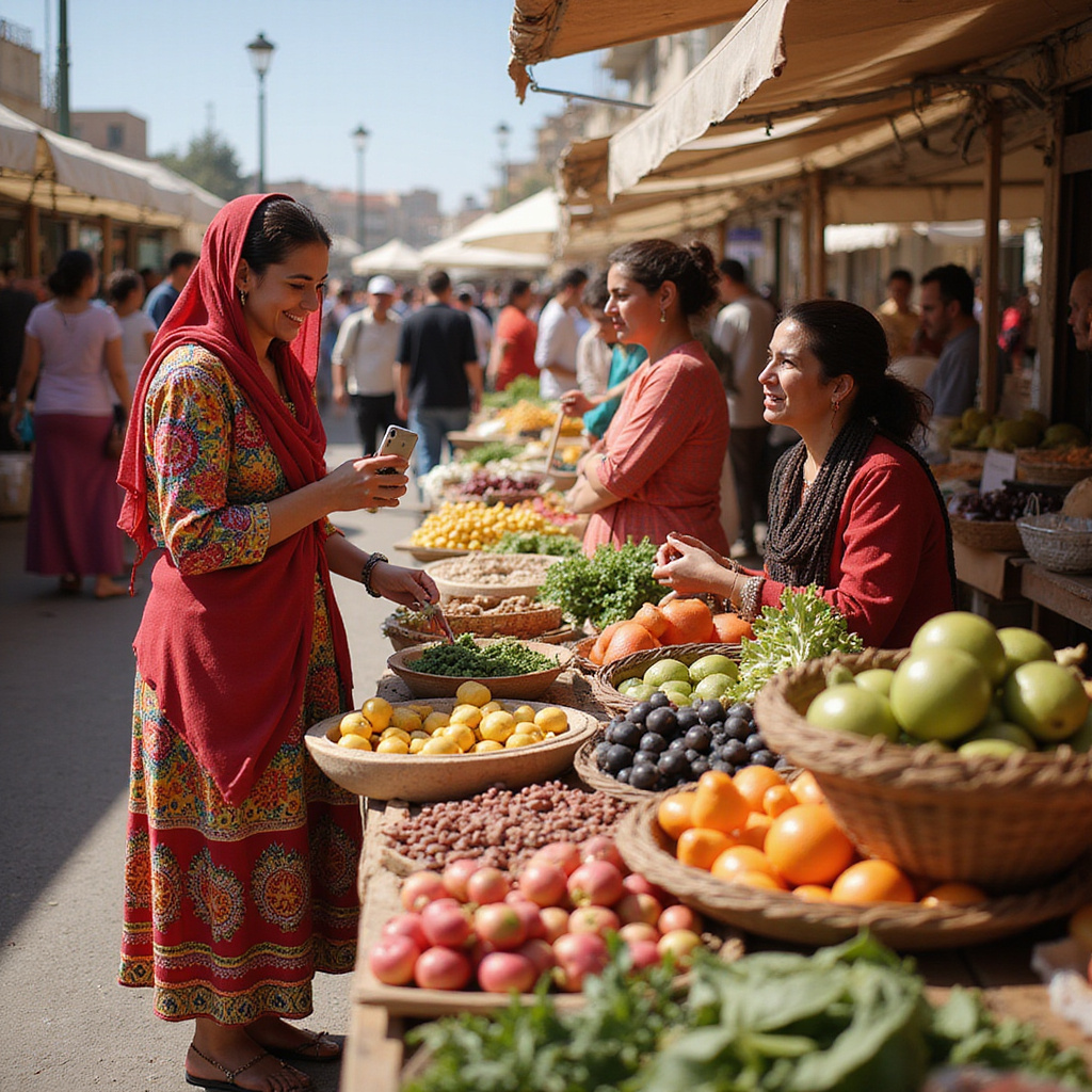 Tunezyjskie kobiety na targu, symbol emancypacji dzięki reformom Bourguiby