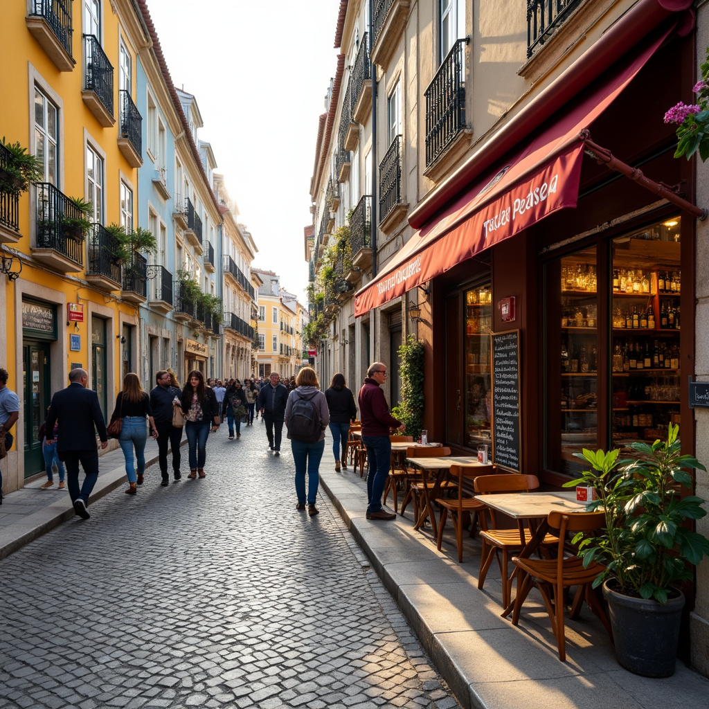 Ulica w Lizbonie z lokalną tascą serwującą tradycyjne portugalskie petiscos