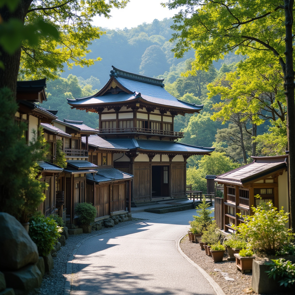 Ulica w Miyajimie z herbaciarnią w tle, japońska architektura i klimat