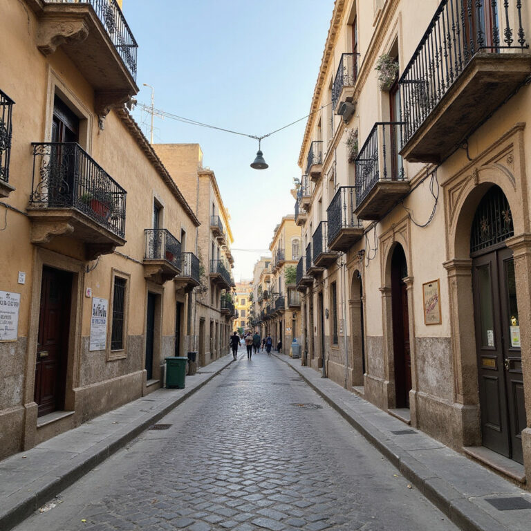 Ulica w Monastyrze, miejscu urodzenia Habiba Bourguiby, z widocznymi śladami historii