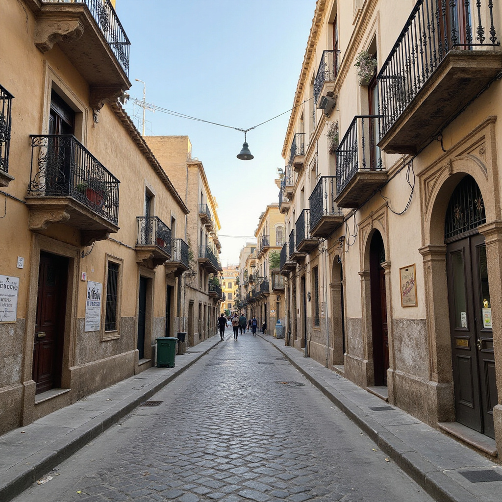 Ulica w Monastyrze, miejscu urodzenia Habiba Bourguiby, z widocznymi śladami historii