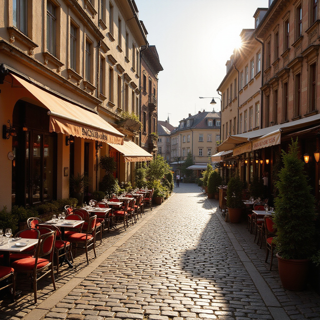 Ulica w Krakowie z kawiarniami i restauracjami, klimatyczne miejsce na obiad