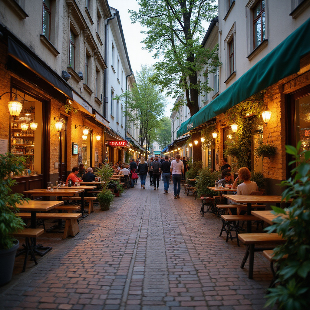 Ulica w Poznaniu z wegańskimi restauracjami i kawiarniami