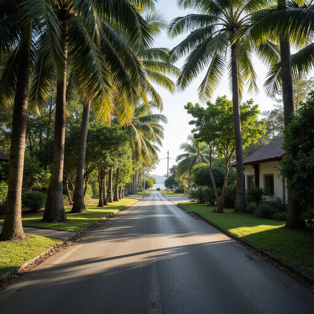 Spokojna uliczka w okolicach Kantiang Bay z widokiem na palmowe zagajniki
