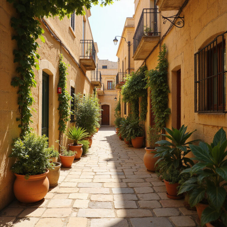 Urokliwa uliczka w Gozo prowadząca do lokalnej kafejki z pastizzi