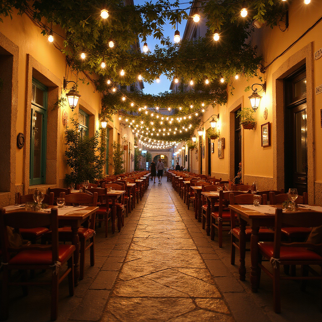 Uliczka w Limassol z tradycyjnymi tawernami i lokalnymi smakami