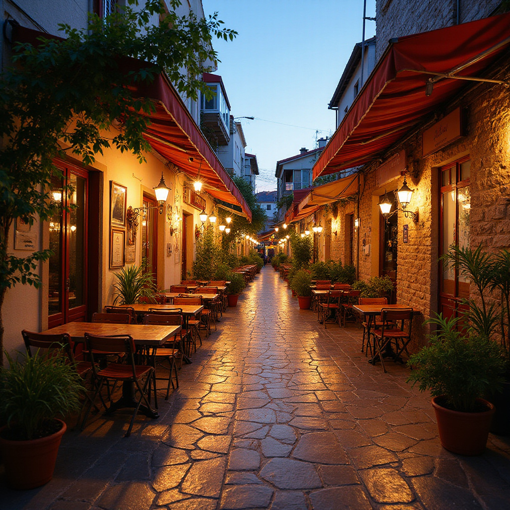 Uliczka w Marmaris z lokalnymi restauracjami i kawiarniami