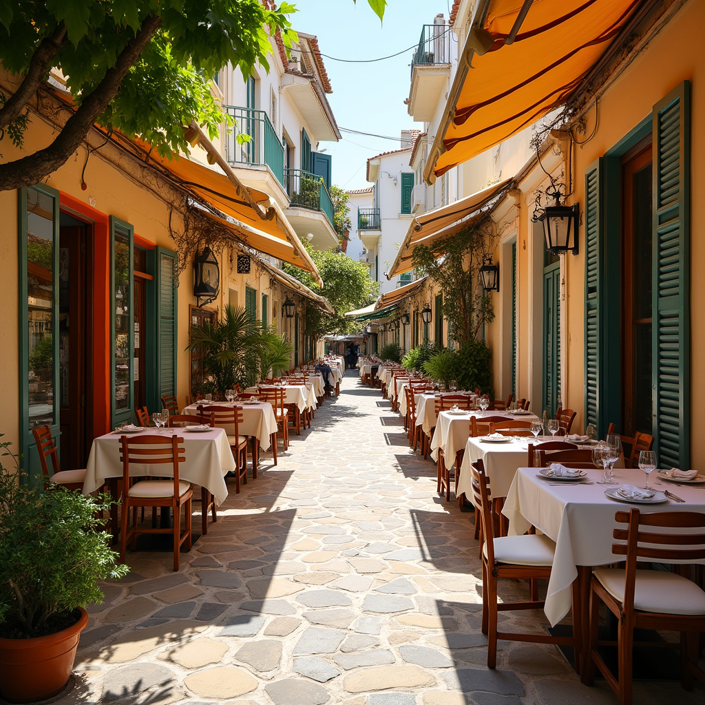 Urokliwa uliczka w Protaras z lokalnymi tawernami i śródziemnomorską atmosferą