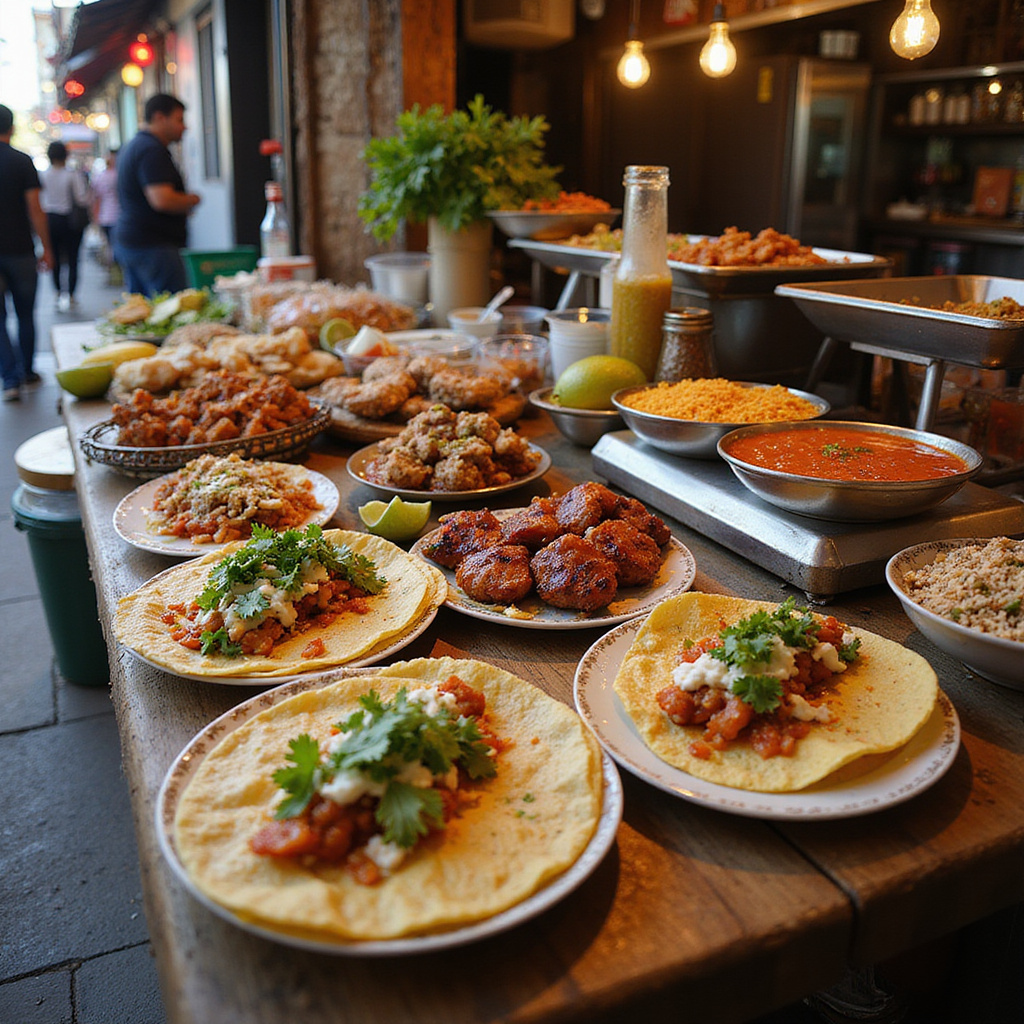 Uliczny stragan z tacos w Cancún, świeże składniki i aromatyczne przyprawy