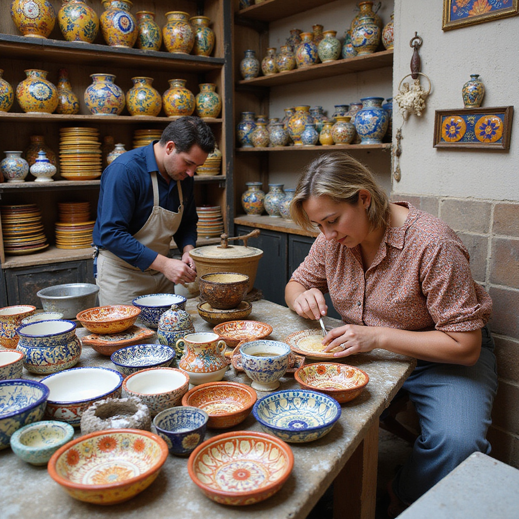 Tradycyjna ceramika Talavera w warsztacie rzemieślniczym w Dolores Hidalgo