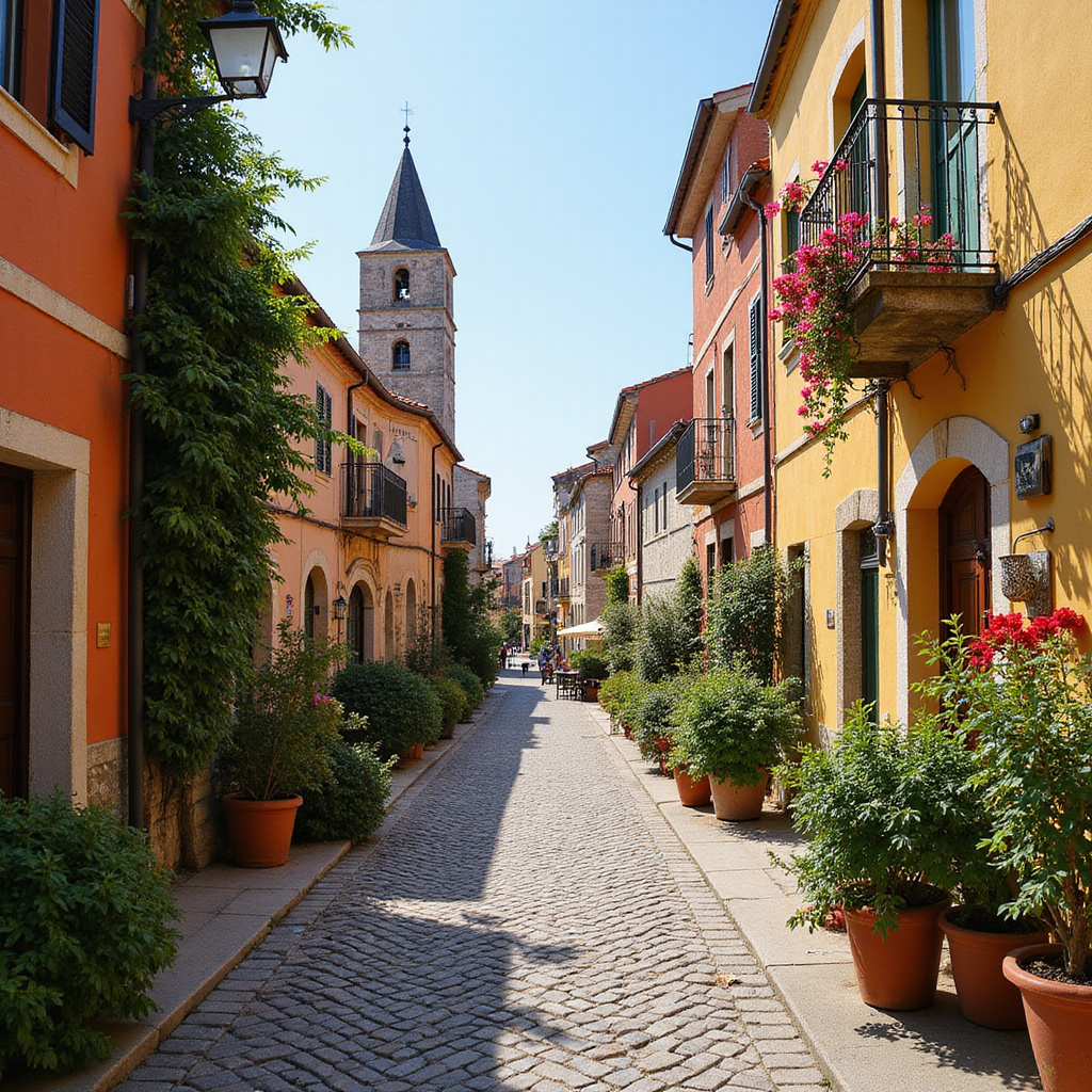 Wąskie uliczki Rovinj z widokiem na Kościół św. Eufemii, idealne na spacer