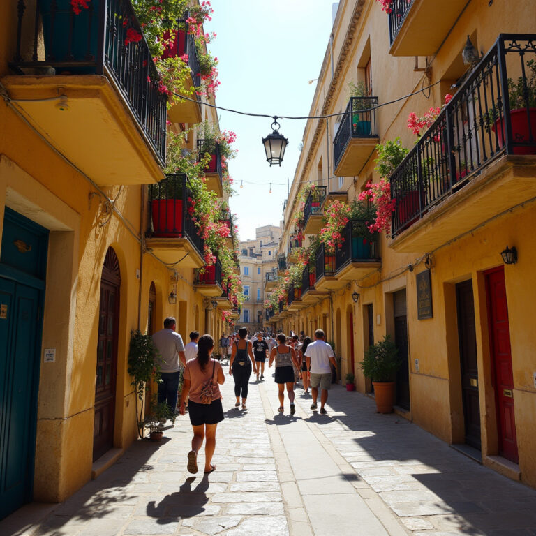 Wąskie uliczki Senglea z kolorowymi balkonami i lokalnym życiem