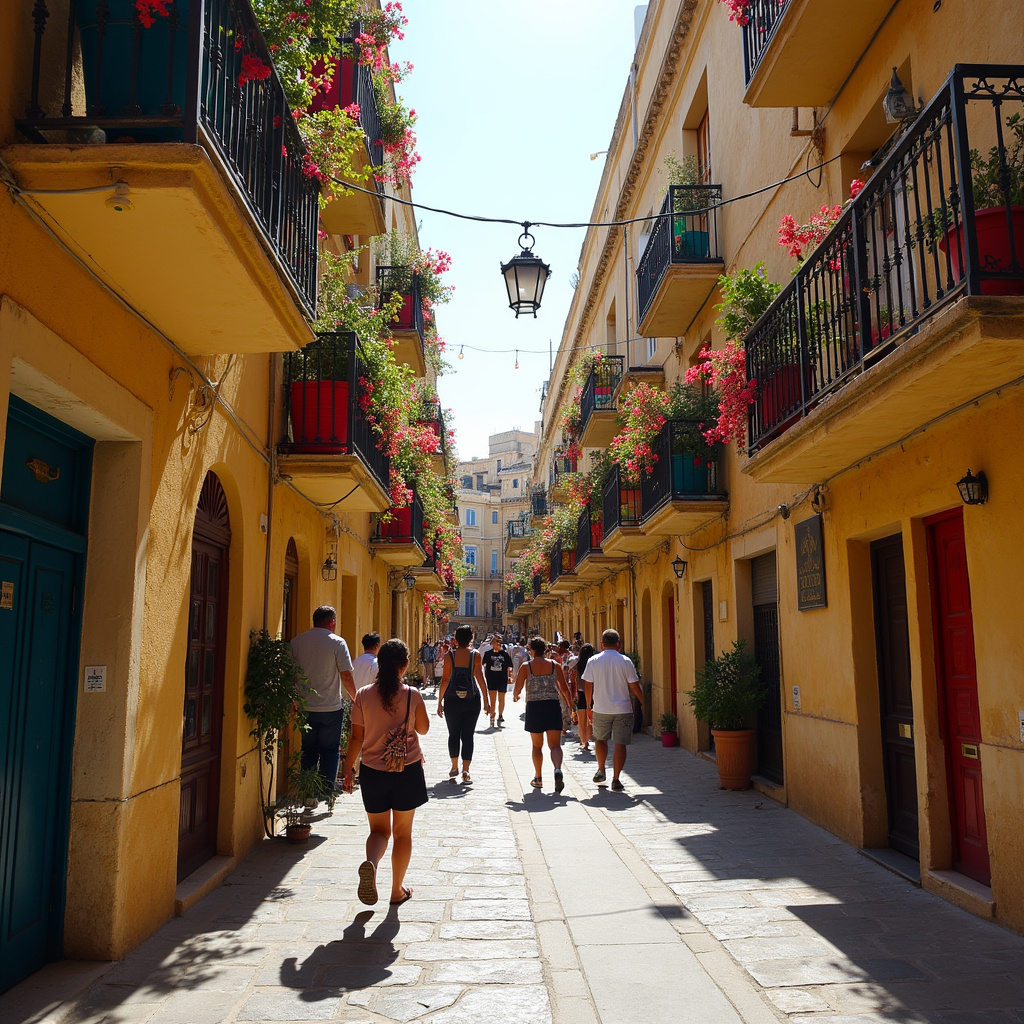 Wąskie uliczki Senglea z kolorowymi balkonami i lokalnym życiem