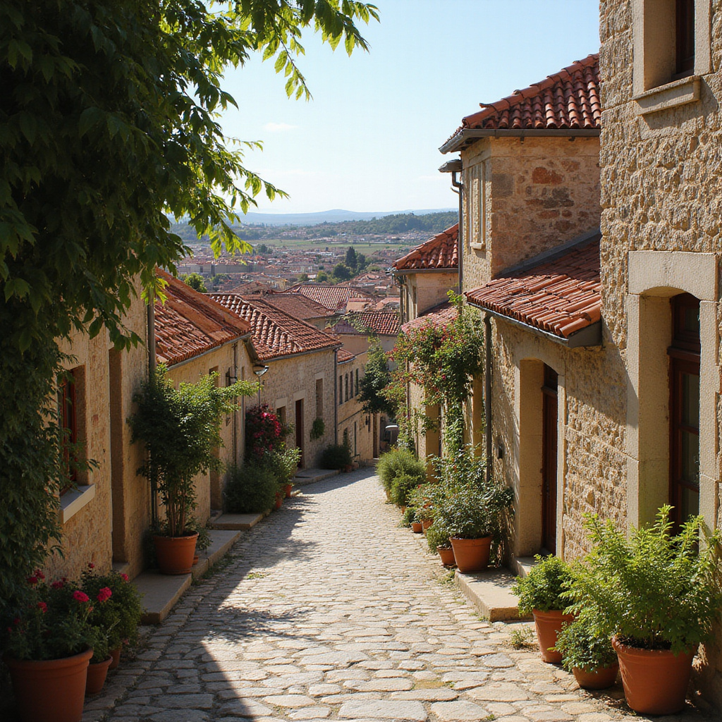 Wąskie kamienne uliczki Korčuli otoczone czerwonymi dachami