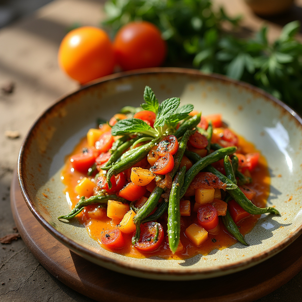 Wegetariańskie dania w Faro z lokalnymi warzywami i przyprawami