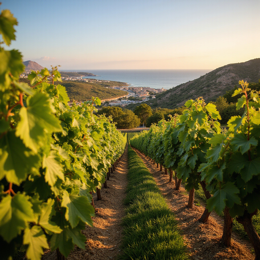 Winnica na Malcie z widokiem na morze, uprawa winogron Gellewza