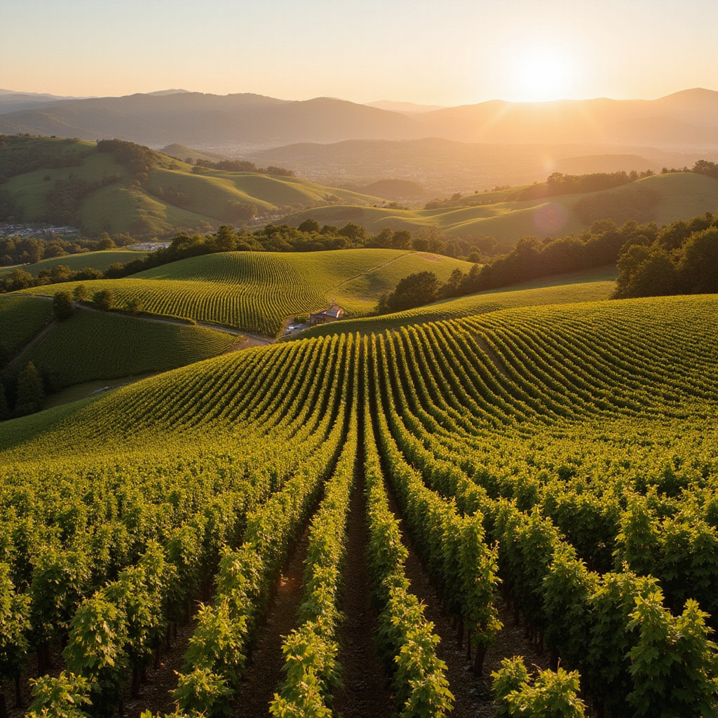 Winnice Piemontu rozciągające się na pagórkowatym terenie, idealne dla win Barolo i Barbaresco