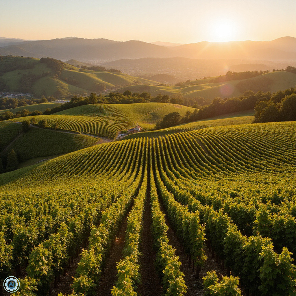 Winnice Piemontu rozciągające się na pagórkowatym terenie, idealne dla win Barolo i Barbaresco