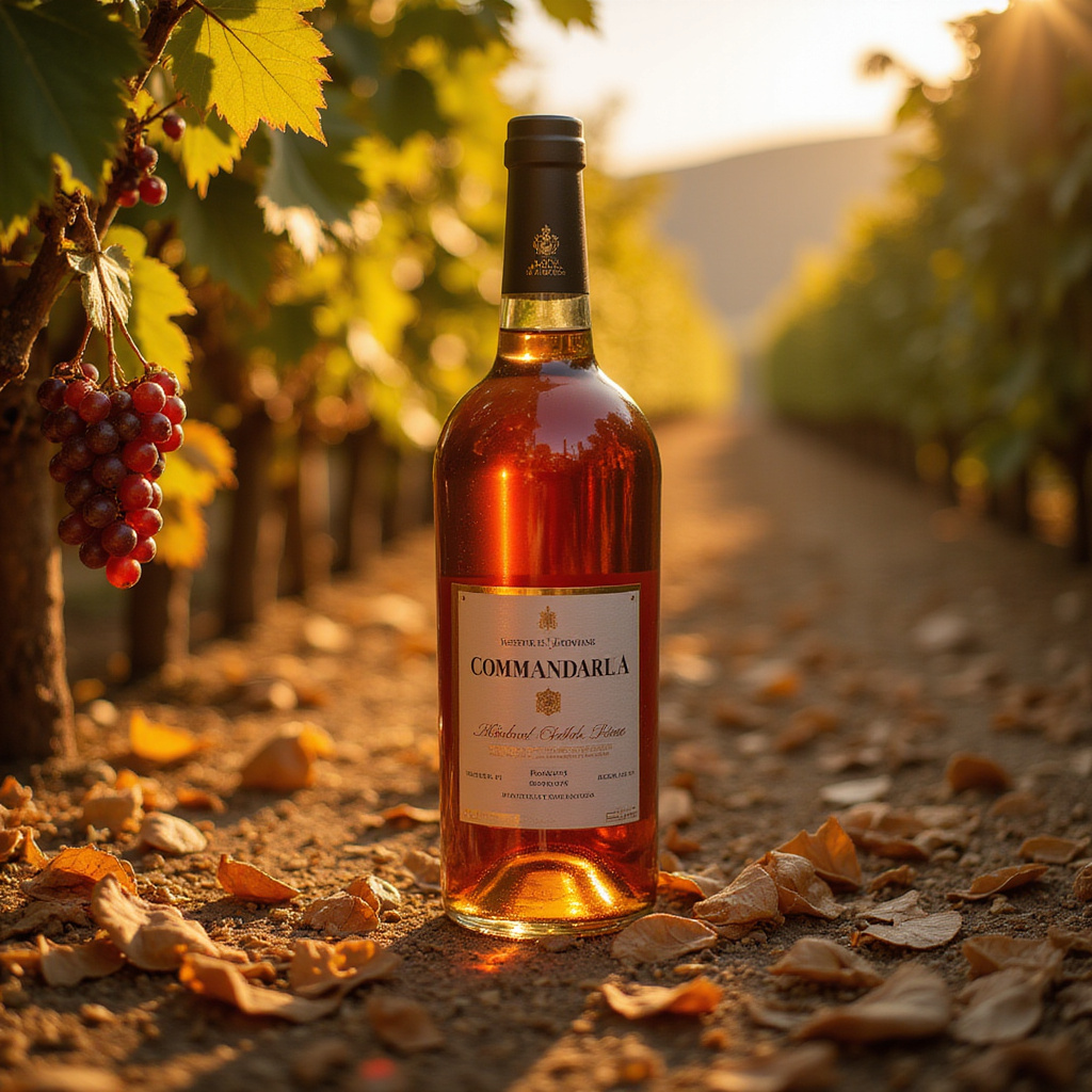 Commandaria - wino z suszonych winogron na tle cypryjskich winnic