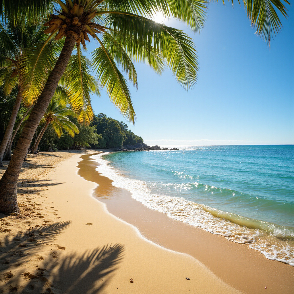 Złota plaża Gold Coast z turkusową wodą i palmami