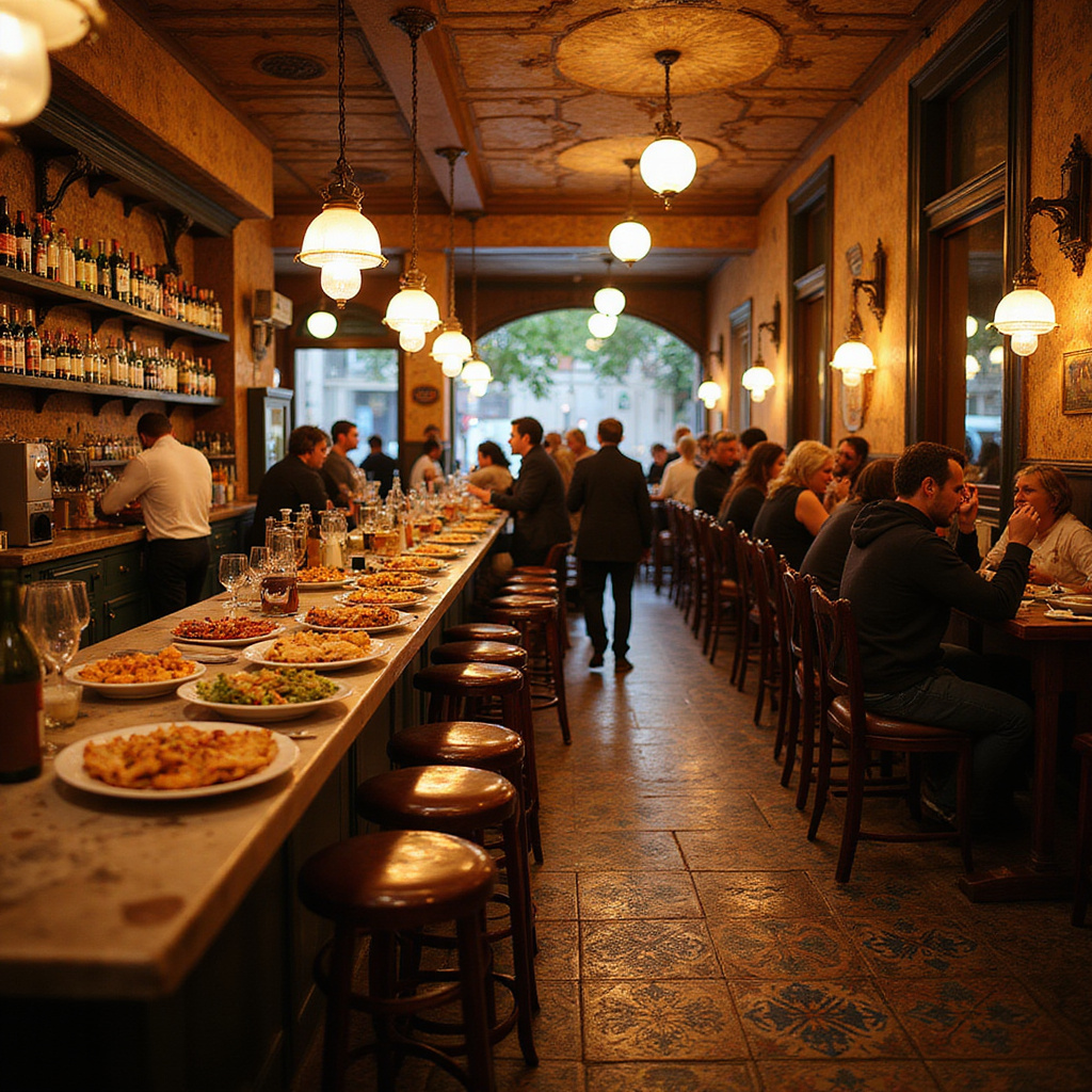 bar tapas w Sewilli z lokalnymi klientami