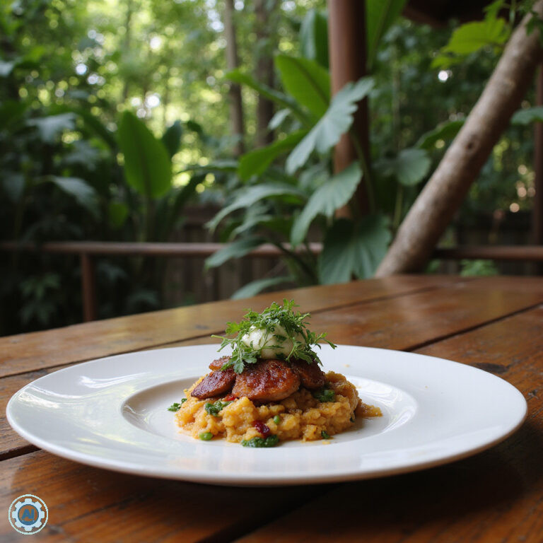 Fine dining Tulum - elegancki talerz z daniem w restauracji w dżungli
