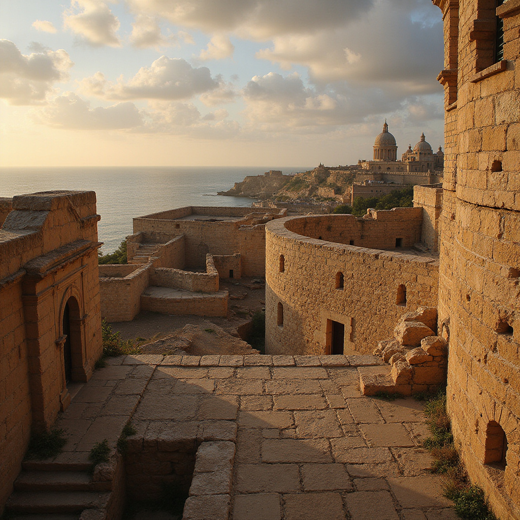 Widok na fortyfikacje Senglei z okresu Wielkiego Oblężenia Malty 1565, historyczne mury obronne