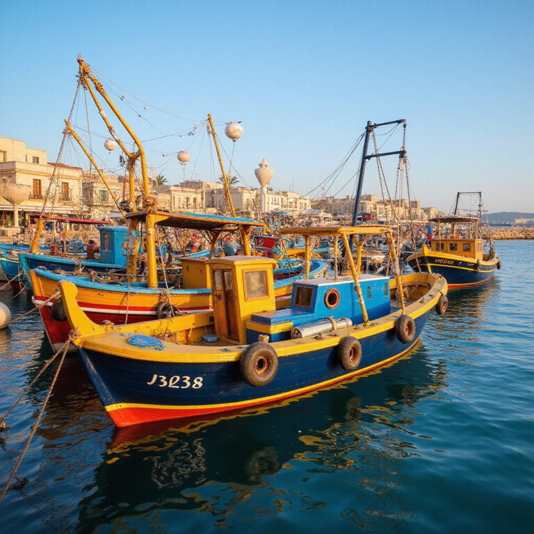 Kolorowe łodzie luzzu w porcie Marsaxlokk, tradycyjne rybackie symbole