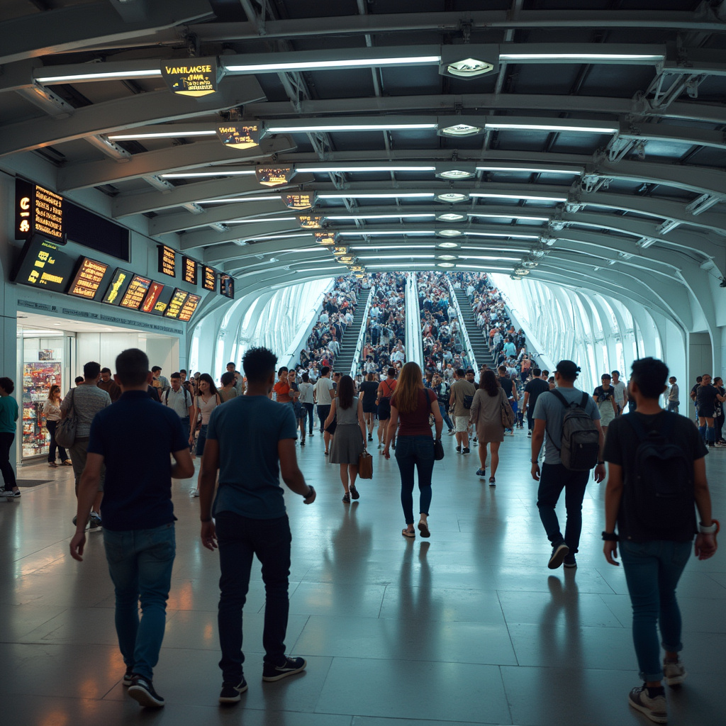 Nowoczesne metro w Santo Domingo, stacja z podróżnymi i znakami informacyjnymi