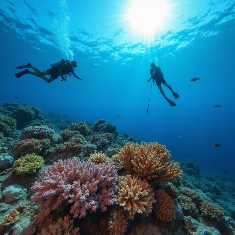 Nurkowie eksplorujący rafę koralową Elphinstone w Morzu Czerwonym