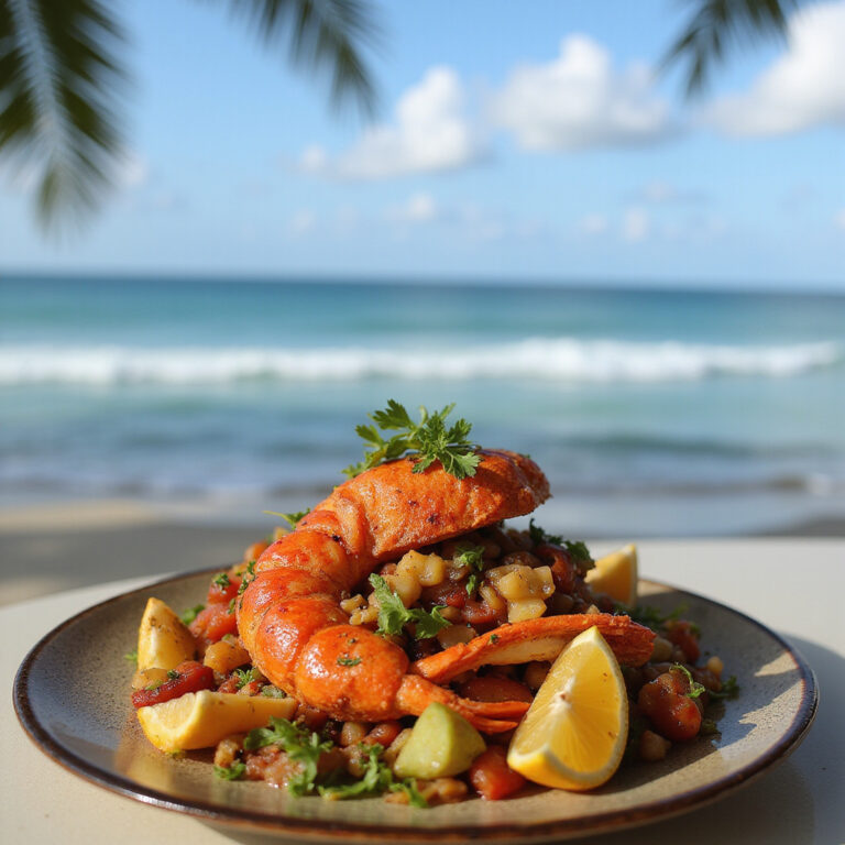 Świeże owoce morza w Watamu na tle plaży, lokalne specjały Kenii