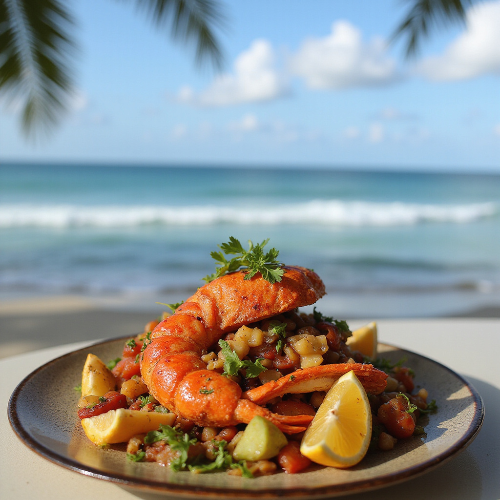 Świeże owoce morza w Watamu na tle plaży, lokalne specjały Kenii