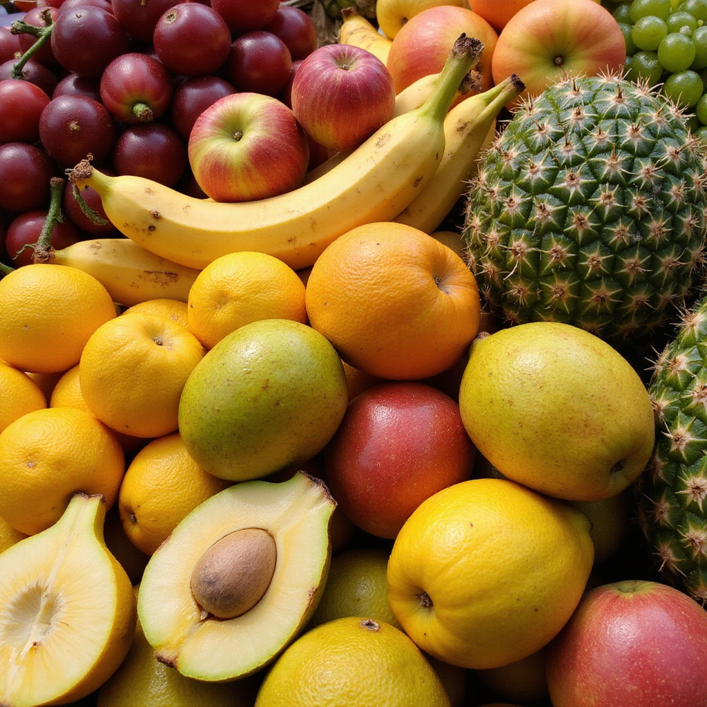 Kolorowe owoce tropikalne na straganie Mercado dos Lavradores