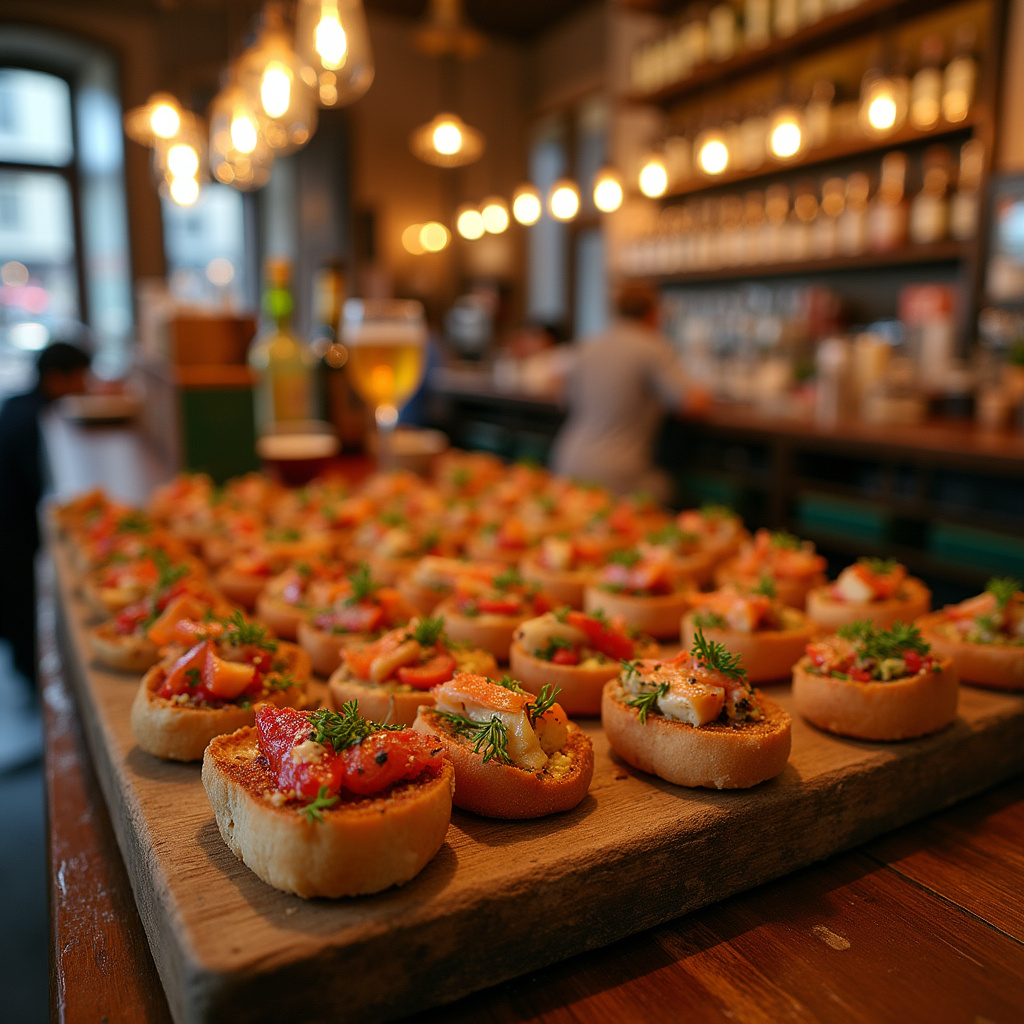 Tradycyjne pintxos w barze na starym mieście San Sebastián