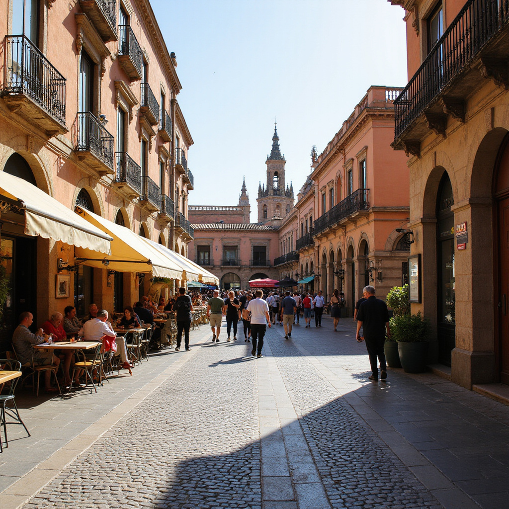Plac w Sewilli z zabytkową architekturą i lokalnymi kawiarniami
