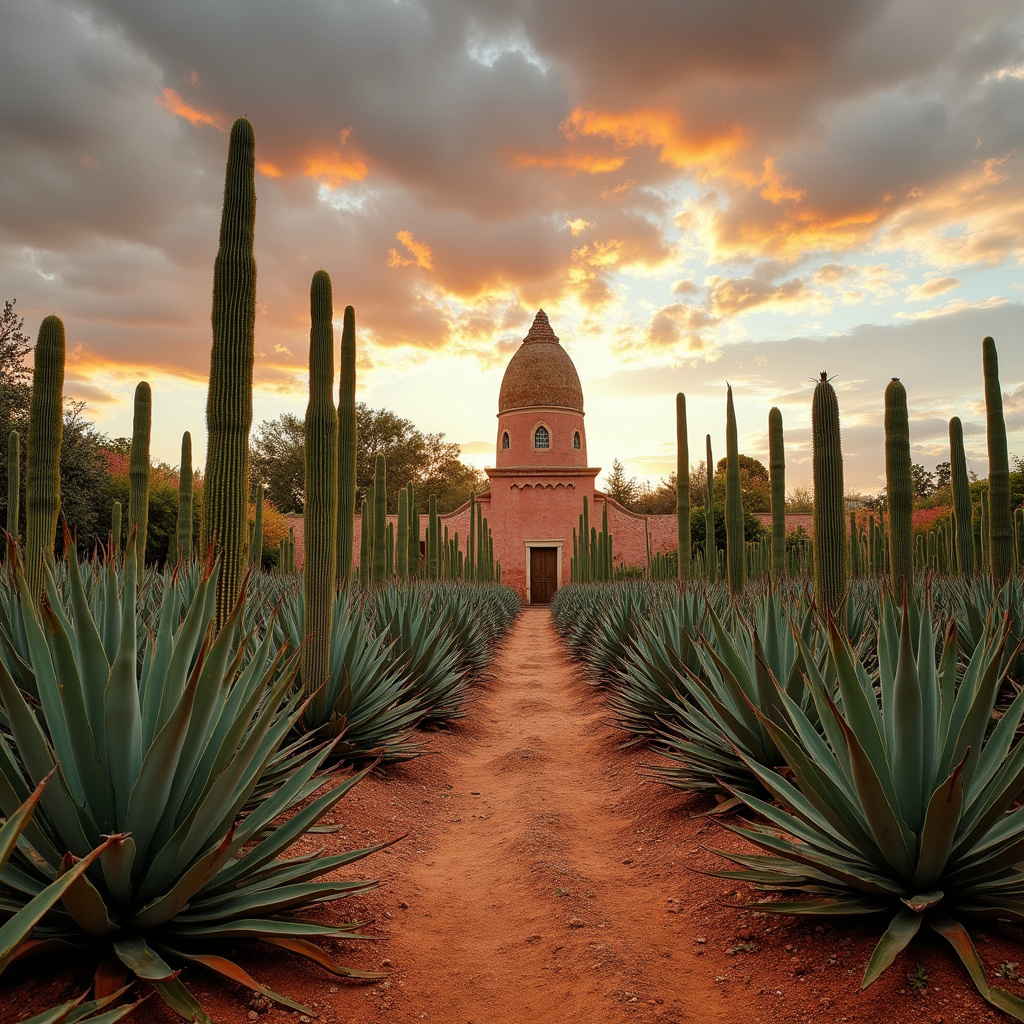 Plantacja agawy w Oaxaca, gdzie rosną naturalne wieże mezcalowe
