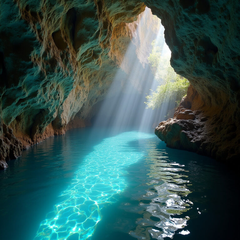 Podziemna rzeka Rio Secreto z krystalicznie czystą wodą i formacjami skalnymi