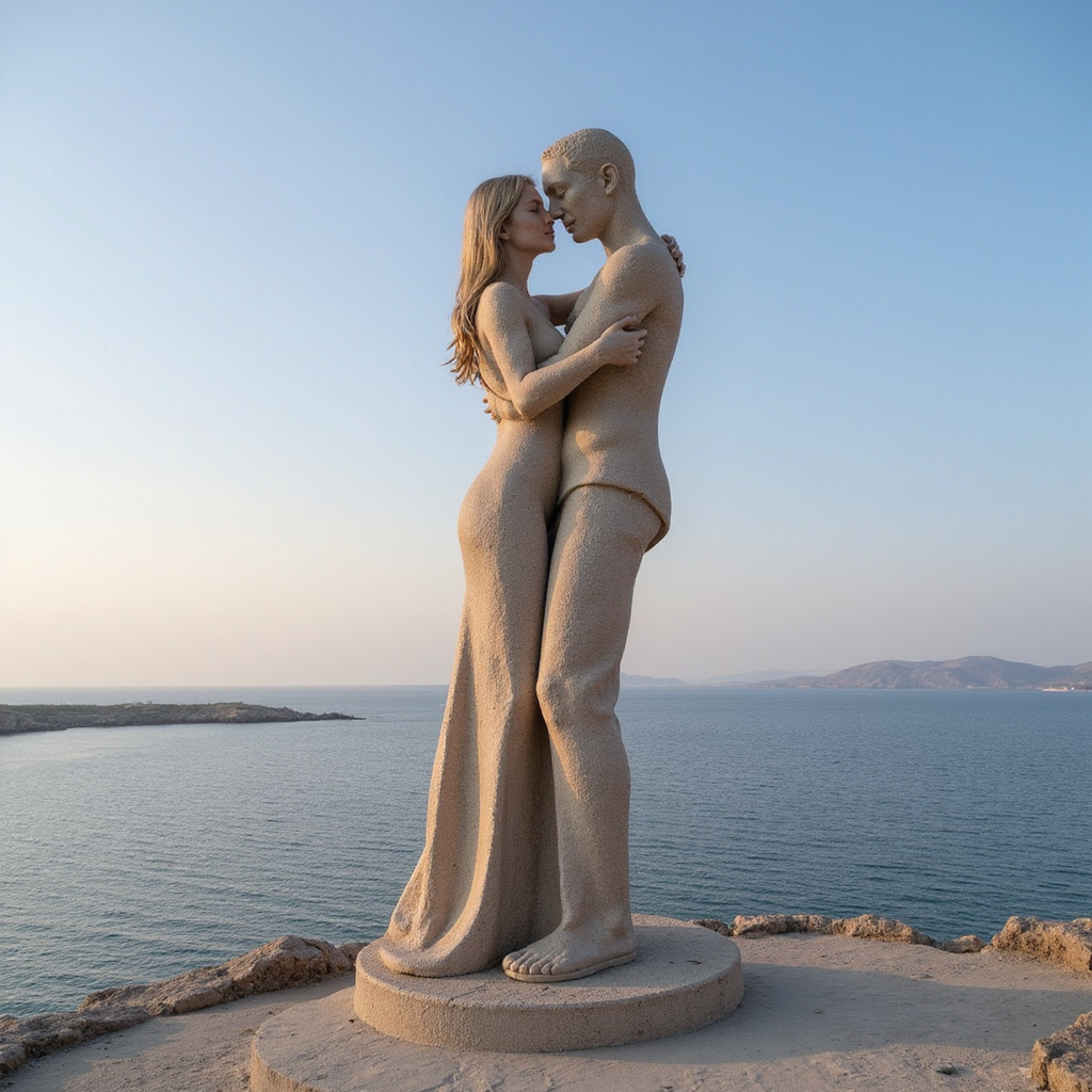 Pomnik Love w Zatoce Spinola - współczesna rzeźba z widokiem na morze